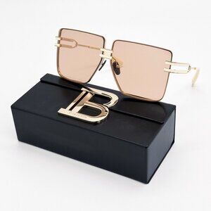 NEW BALMAIN SUNGLASSES BPS-109C CREAM UNISEX SQUARE SUNGLASSES BALMAIN